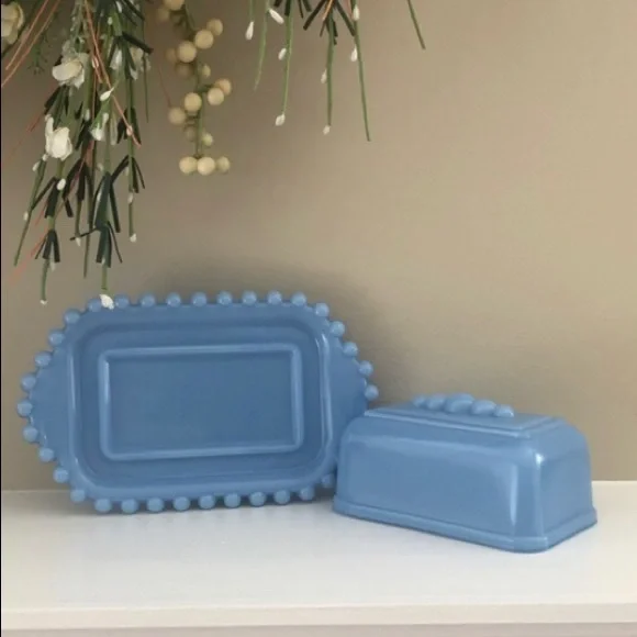 Relisted - Vintage Candlewick Blue Butter Dish - Picture 2 of 7